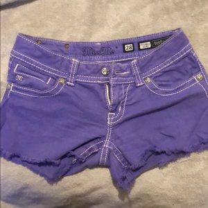 Miss Me purple denim shorts